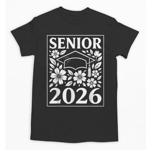 Senior 2026 Floral Flowers Class Of 2026 Graduation Kids Unisex T-Shirt - Best Gift Smart