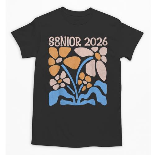 Senior 2026 Retro Groovy Flowers Graduation Unisex T-Shirt - Best Gift Smart