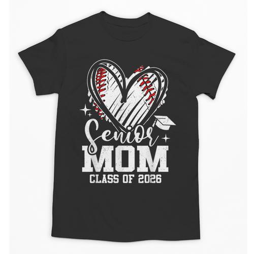 Senior Mom Class Of 2026 Baseball Graduation Heart Unisex T-Shirt - Best Gift Smart