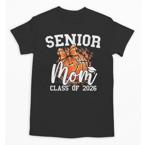 Senior Mom Class Of 2026 Coquette Bow Basketball Graduation Unisex T-Shirt - Best Gift Smart