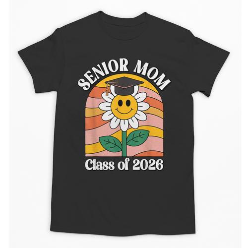 Senior Mom Class Of 2026 Daisy Flower Retro Graduation Unisex T-Shirt - Best Gift Smart