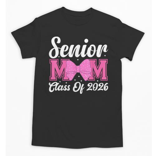 Senior Mom Class Of 2026 Pink Coquette Bow Graduation Unisex T-Shirt - Best Gift Smart
