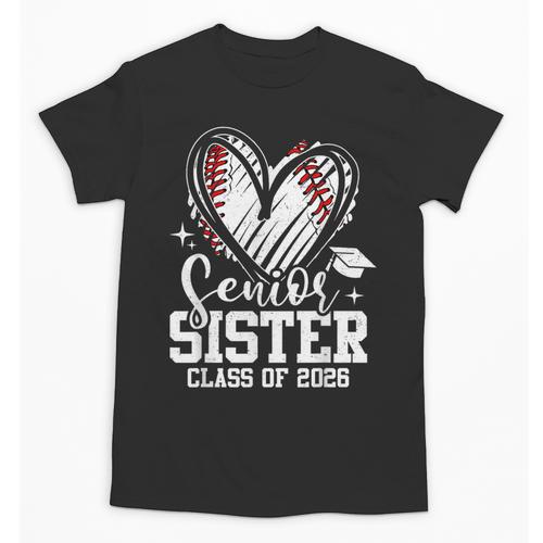 Senior Sister Class Of 2026 Baseball Graduation Heart Unisex T-Shirt - Best Gift Smart