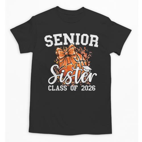 Senior Sister Class Of 2026 Coquette Basketball Graduation Unisex T-Shirt - Best Gift Smart