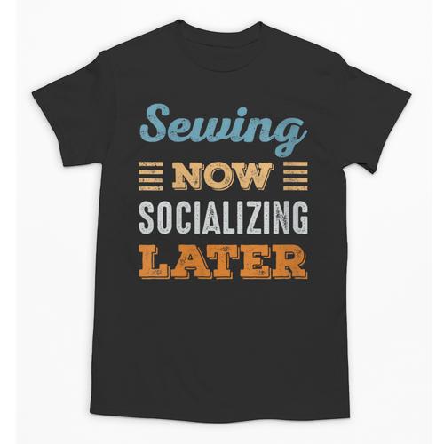 Sewing Now Minimal Socializing Introvert Vintage Unisex T-Shirt - Raresse