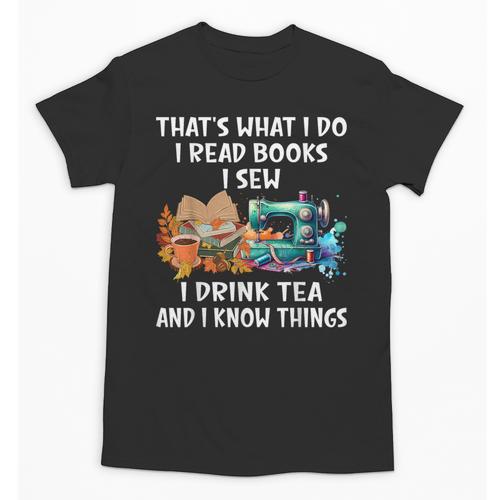 Sewing Reading Books Drinking Tea Sew Sewist Unisex T-Shirt - Bookorys AU