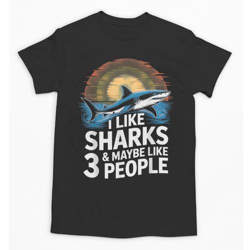 I Like Sharks & Maybe Like 3 People Humor Introverts Summer Unisex T-Shirt - Raresse