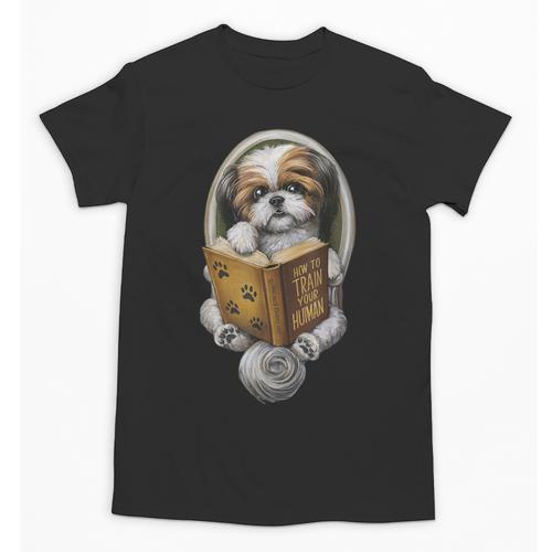 Shih Tzu Book How To Train Your Human Funny Dog Motif Unisex T-Shirt - Bookorys AU