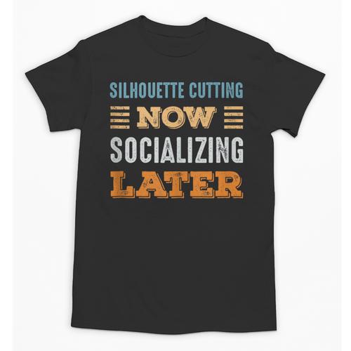 Silhouette Cutting Now Minimal Socializing Introvert Unisex T-Shirt - Raresse