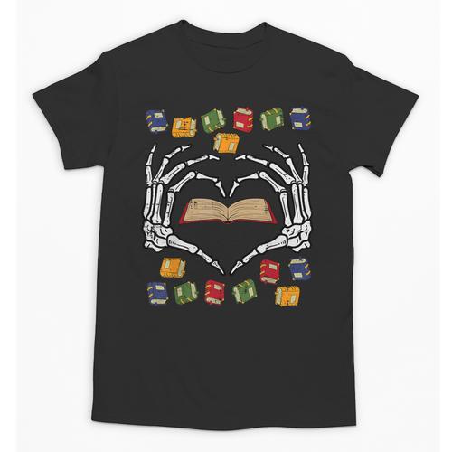 Skeleton Heart Read Reading Book Librarian Halloween Women Unisex T-Shirt - Bookorys CA