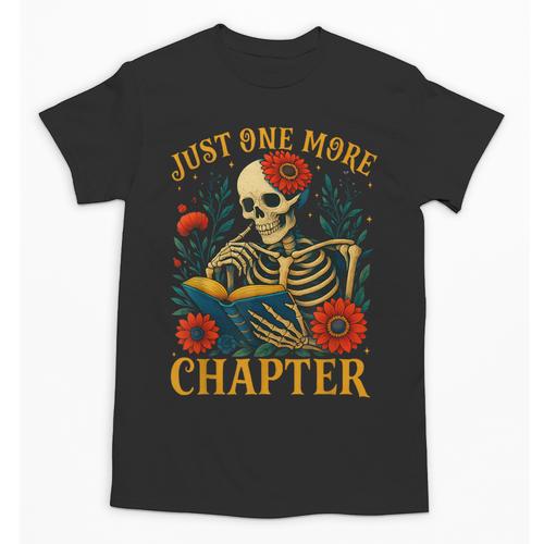 Skeleton Read Book Just One More Chapter Floral Book Lover Unisex T-Shirt - Bookorys