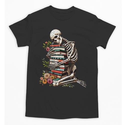 Skeleton Reading Book Halloween Bookworm Bibliophile Reader Unisex T-Shirt - Bookorys AU