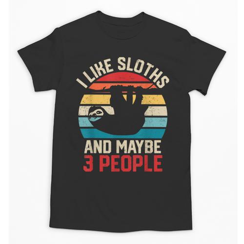 I Like Sloths And Maybe 3 People Sloth Introvert Vintage Unisex T-Shirt - Raresse