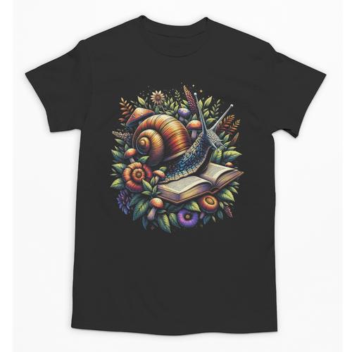 Snail Mushroom Floral Book Lover Cottagecore Fairycore Unisex T-Shirt - Bookorys AU