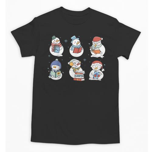 Snowman Reading Book Santa Christmas Bookish Teacher Unisex T-Shirt - Bookorys CA
