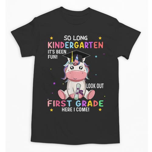 So Long Kindergarten Graduation Class 2025 Unicorn Girls Unisex T-Shirt - Best Gift Smart