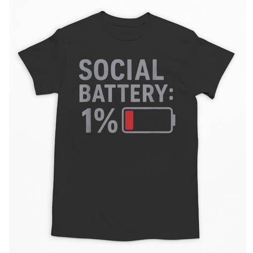 Social Battery 1 Percent Introvert Mood Minimalist Unisex T-Shirt - Raresse