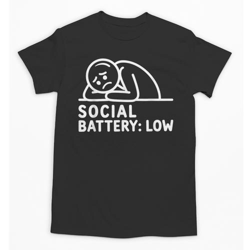 Social Battery Low Apparel Introvert Humor Unisex T-Shirt - Raresse