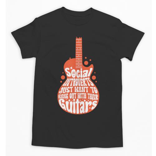 Social Introverts Hang Out With Guitars Musician Guitarist Unisex T-Shirt - Raresse