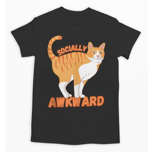 SOCIALLY AWKWARD FUNNY CAT ANTISOCIAL INTROVERT WEIRD Unisex T-Shirt - Raresse