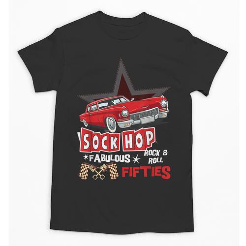 Sock Hop Fabulous Fifties Rock N Roll Automobile Nostalgia Unisex T-Shirt - Figerry