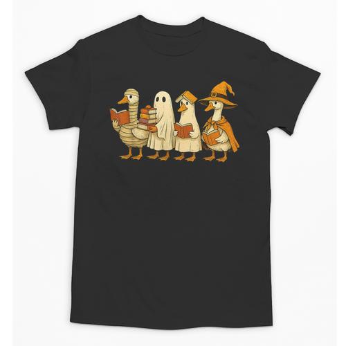 Spooky Halloween Book Lover Halloween Reading Goose Unisex T-Shirt - Bookorys CA