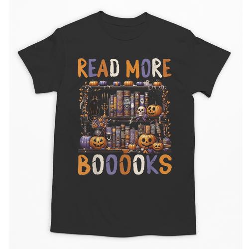 Spooky Halloween Bookshelf Bookcase Read More Books Unisex T-Shirt - Bookorys