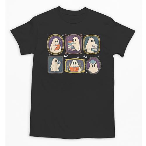 Spooky Teacher Halloween Ghost Reading Book Trick Or Treat Unisex T-Shirt - Bookorys