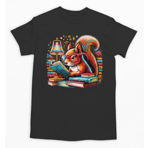Squirrel Reading a Book Lover Bookworm Unisex T-Shirt - Bookorys CA