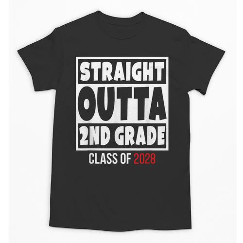 Straight Outta 2nd Grade Class Of 2028 Shirt Graduation Unisex T-Shirt - Best Gift Smart