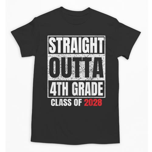 Straight Outta 4th Grade Graduation Class 2028 Fourth Grade Unisex T-Shirt - Best Gift Smart