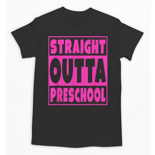 Straight Outta Preschool Class Graduation Pink Unisex T-Shirt - Best Gift Smart