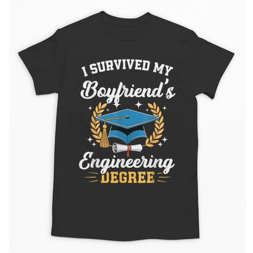 I Survived My Boyfriend's Engineering Degree Graduation Unisex T-Shirt - Best Gift Smart