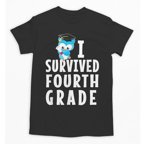 I Survived Fourth Grade Graduation Kids Owl Grad Unisex T-Shirt - Best Gift Smart