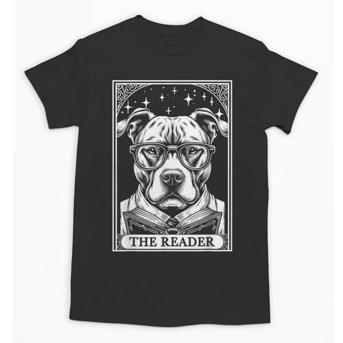 Tarot Card Vintage Pit Bull Pittie Dog Book Lover The Reader Unisex T-Shirt - Bookorys CA
