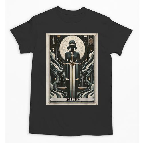 Tarot Cards Guide Book Esoteric Mysticism Clothing Tarot Card Justice Unisex T-Shirt - Bookorys