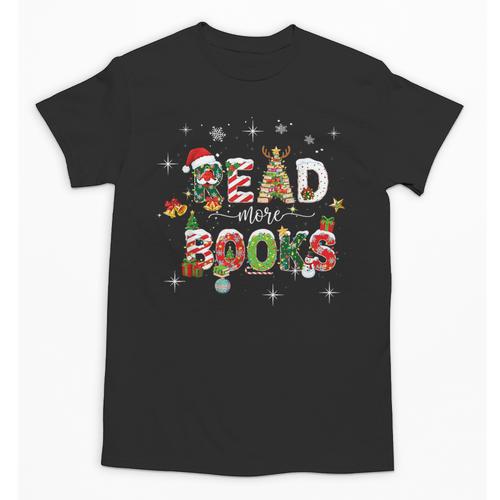Teacher Read More Books Christmas Reading Bookworm Librarian Unisex T-Shirt - Bookorys