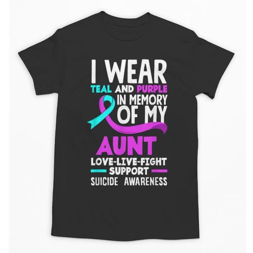 Teal & Purple In Memory Of My Aunt Suicide Prevention Unisex T-Shirt - Easessy