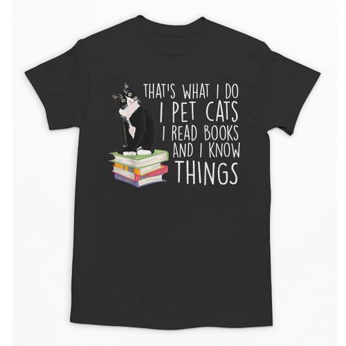 That's What I Do I Pet Cat I Read Books Tuxedo Cat Bookworm Unisex T-Shirt - Bookorys AU