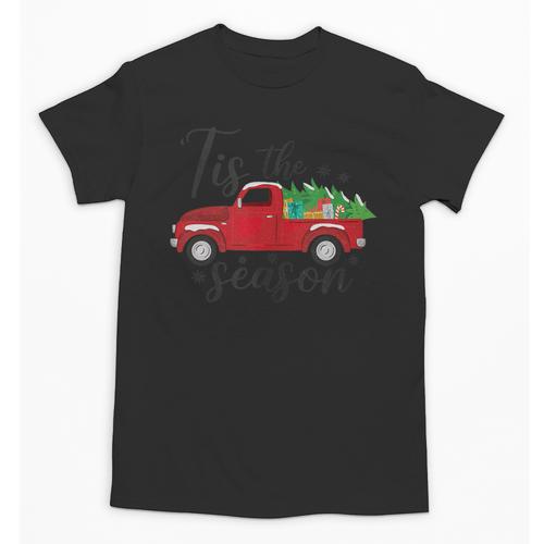 Tis The Season Holiday Nostalgia Red Truck Unisex T-Shirt - Figerry