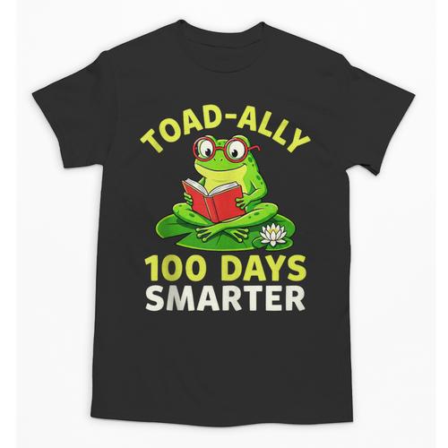 Toad-Ally 100 Days Smarter Frog Reading Book 100 School Day Unisex T-Shirt - Bookorys