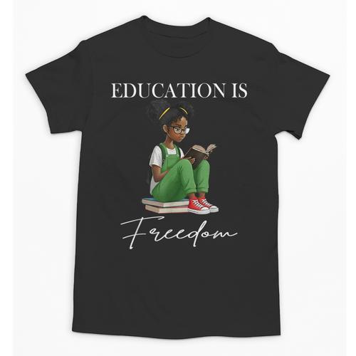 History Month Education Is Freedom Books Black Teacher Unisex T-Shirt - Bookorys CA