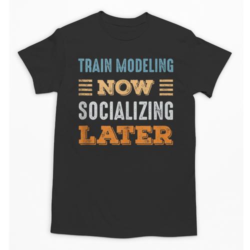 Train Modeling Now Minimal Socializing Introvert Vintage Unisex T-Shirt - Raresse