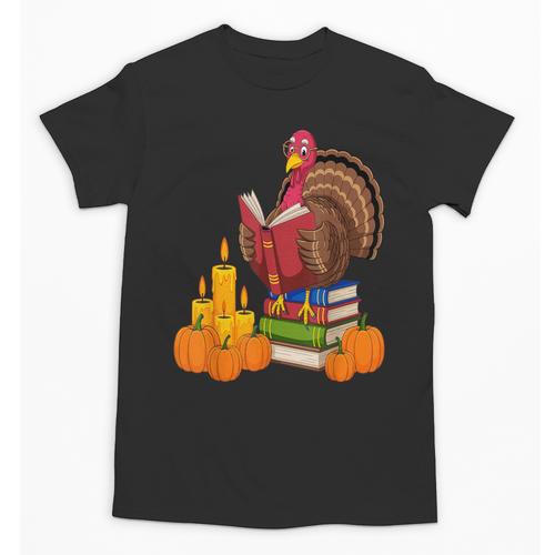 Turkey Reading Books Fall Thanksgiving Teacher Book Unisex T-Shirt - Bookorys CA
