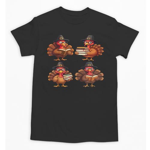 Turkey Reading Books Shirt Thanksgiving Turkey Bookworm Unisex T-Shirt - Bookorys CA