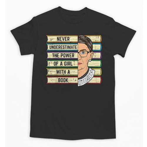 Never Underestimate Girl Read Book Reading Librarian Women Unisex T-Shirt - Bookorys UK