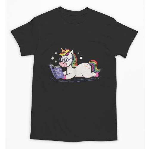 Unicorn Bookworm Believe In Yourself Cute And Inspirational Unisex T-Shirt - Bookorys DE
