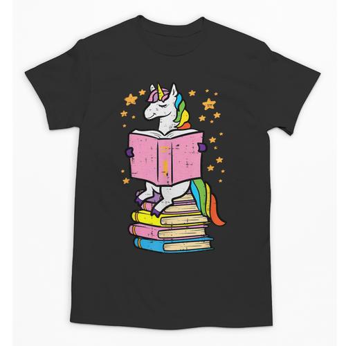 Unicorn Read Reading Book Librarian America Girls Women Unisex T-Shirt - Bookorys