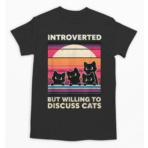 Unique Art For Introverted Cat Fans -Adults Cat Humorous Introvert Small Unisex T-Shirt - Raresse