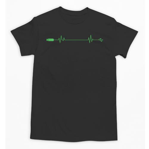 USB Stick Heartbeat Line Memory Module Unisex T-Shirt - Easessy